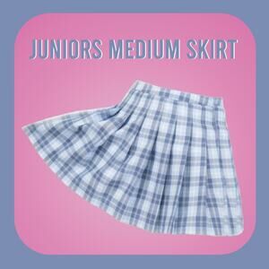 New Zen Blue and White Plaid Pleated Skirt Size Medium